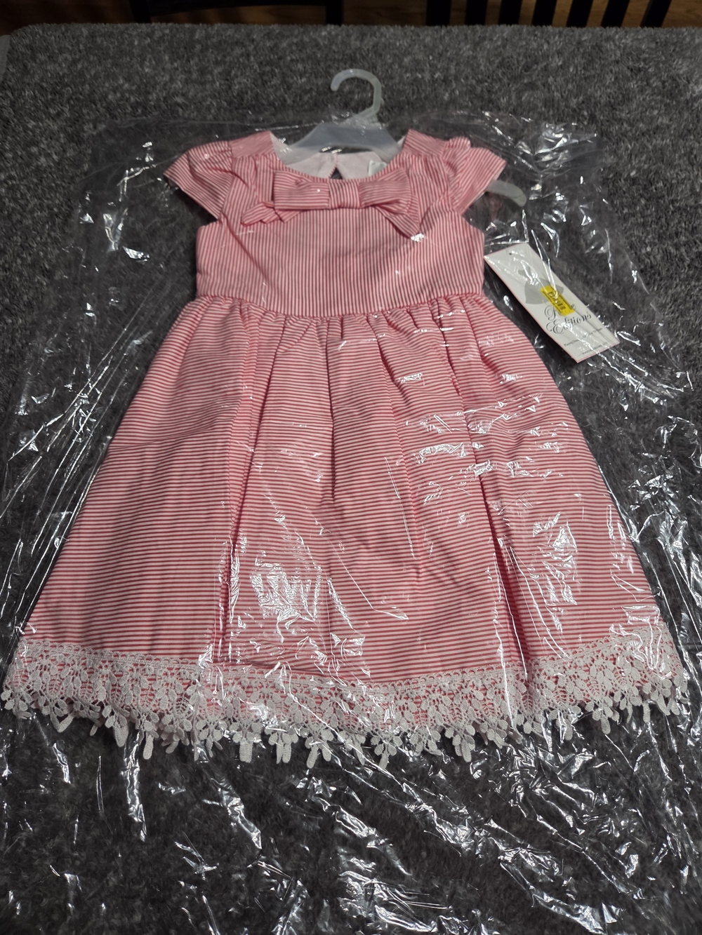 Rare Editions Striped Lace Hem Dress